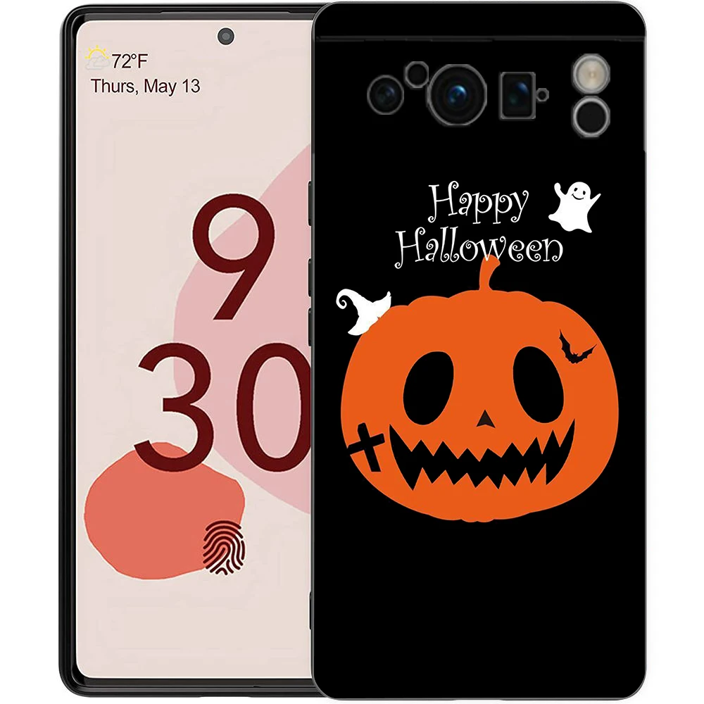 Autumn Fox Pumpkin Halloween Themed Shockproof Phone Case – Soft Silicone Black Cover