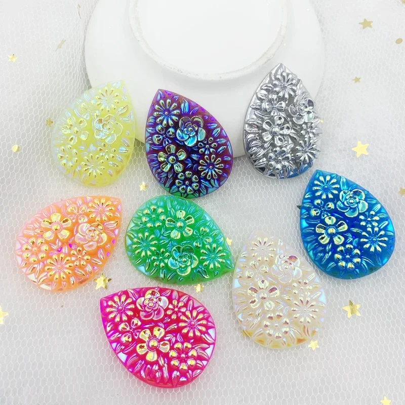 

30*40mm AB Resin Drop Flower Rhinestone Wedding Buttons Diy strass Craft rhinestones