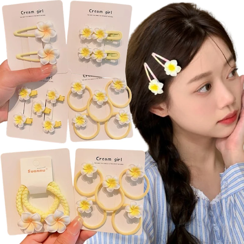 New Hair Rope Plumeria Flower Hairclips Tradizionale Hair Clip Egg Flower Bb Clip Ornamenti Per Capelli Gialli Flower Barrette Copricapo
