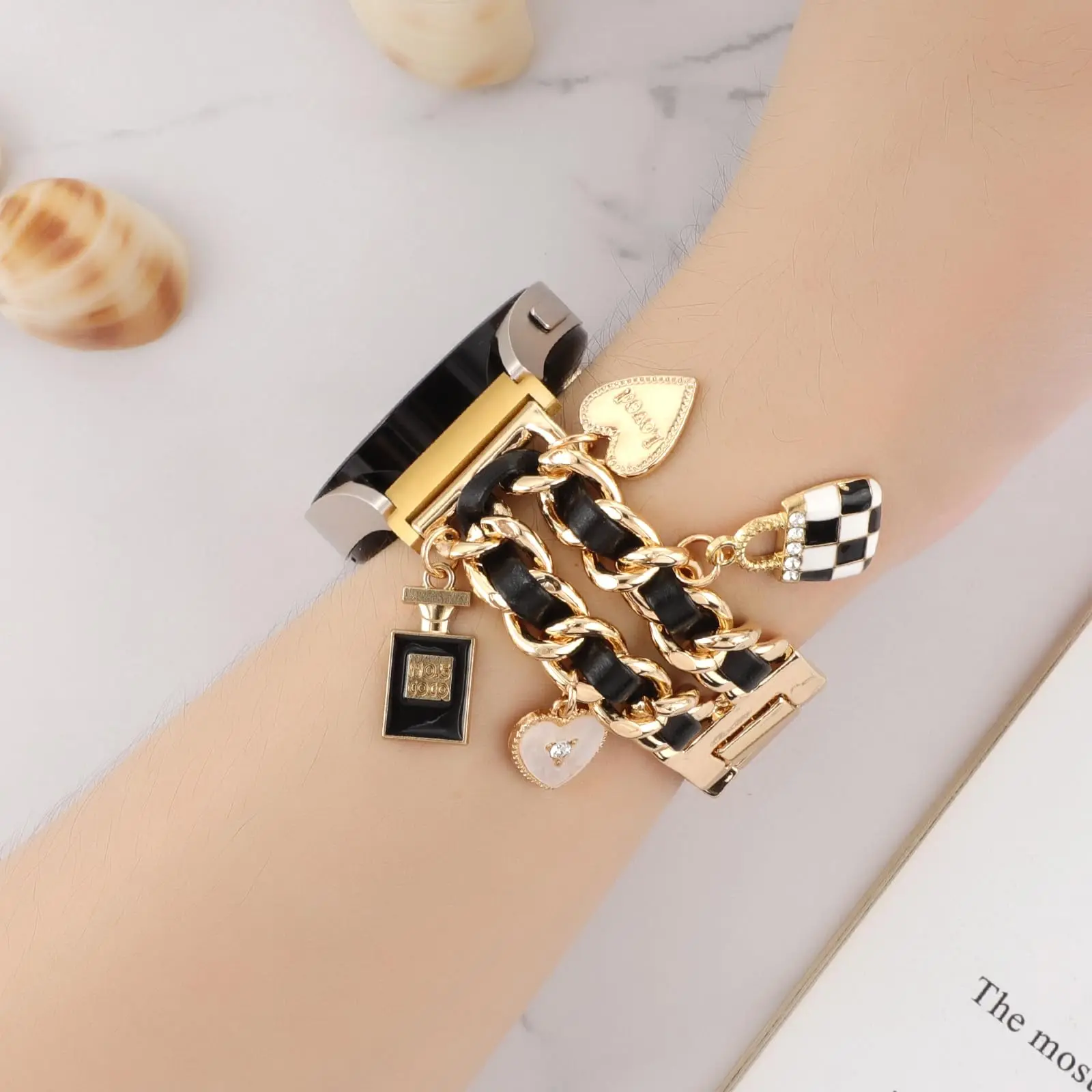 Elegant Women's Metal Bracelet Band with Pendants