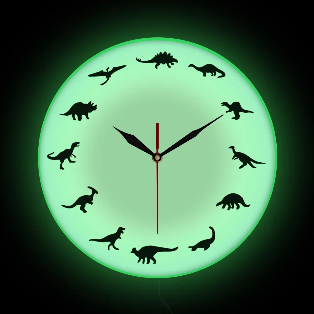 T-Rex Minimalist Design Clock Dinosaurs Breeds Modern Wall Clock Nursery Decor
