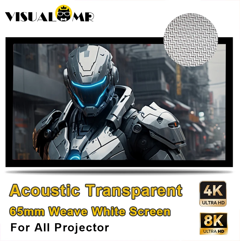 

2024 Hot 6.5cm Border Acoustically Transparent Projector Screen Fabric with Sound Acoustic Woven White 8K Projection For Cinema