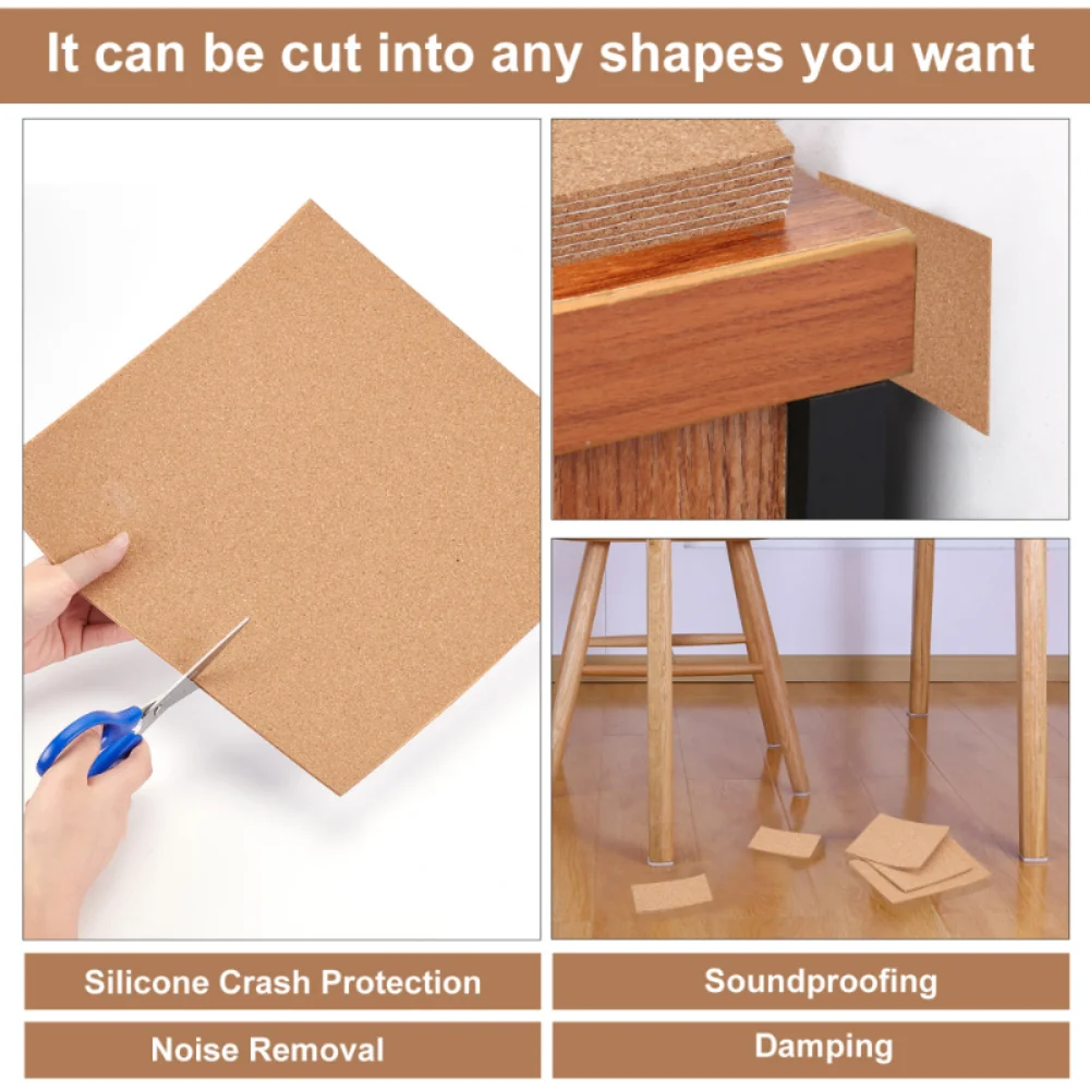 8Pcs Self-Adhesive Cork Board Mini Wall Cork Tiles Insulation Coasters Drawing Picture Stickers DIY Craft Home Decor Supplies