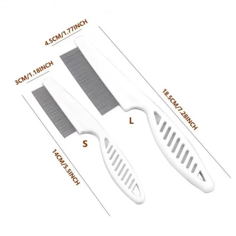 Pet Comb Stainless Steel Fine Tooth Puppy Cat Hair Grooming Brush Dog Flea Louse Shedding Tools Cat Dog Bath Cleaning Supplies
