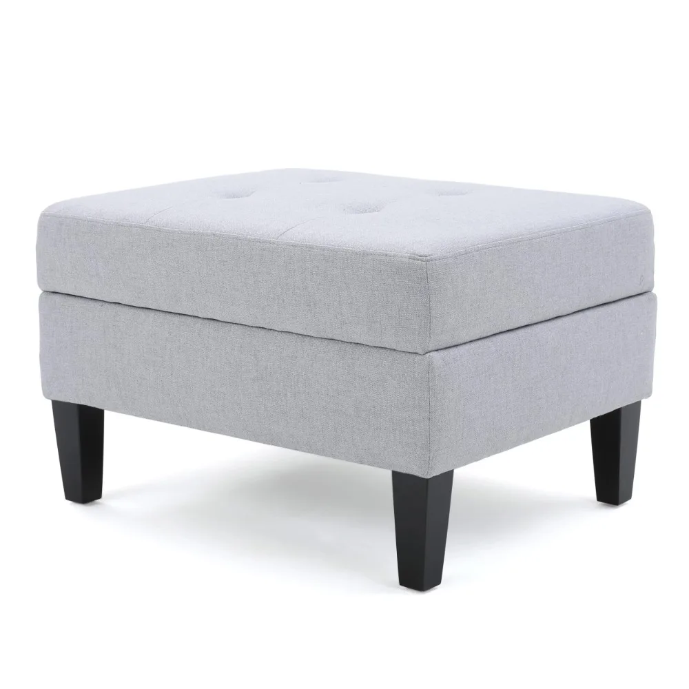 

Noble House Sofija Fabric Storage Ottoman, Light Grey