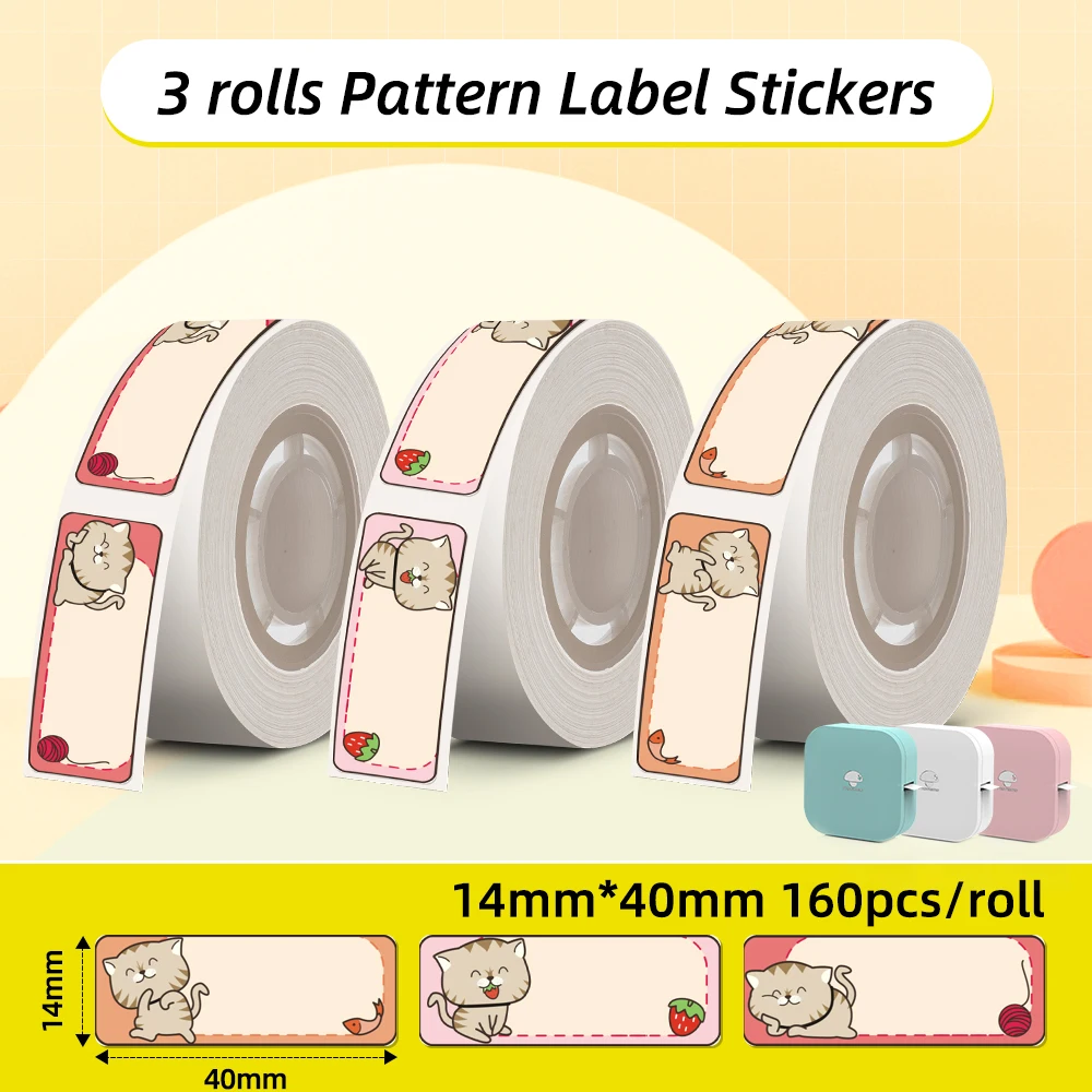 

Phomemo D30 Q30 Q30S Q31 Printer Cute Pattern Self-Adhesive Labels Paper 3 Rolls Stickers Tear-proof Water Oil-proof Adhesive