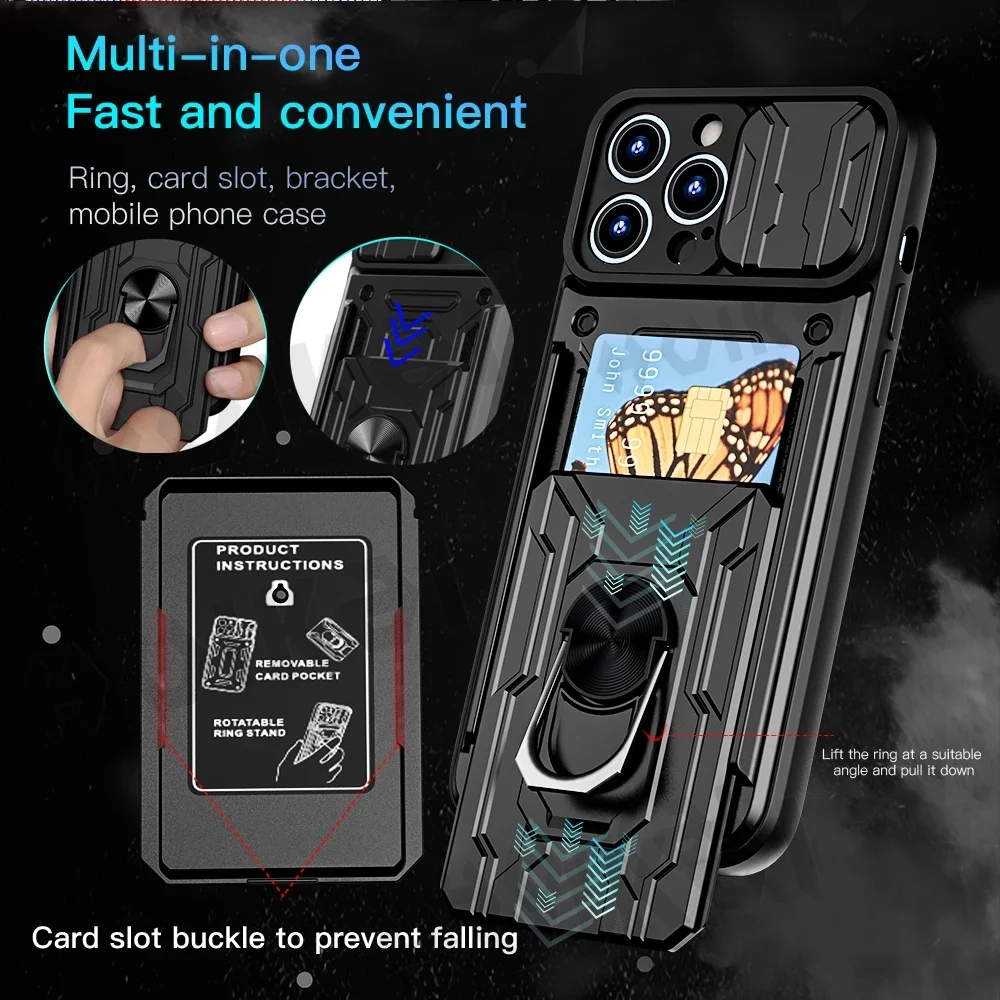 Leather Wallet Case with Detachable Card Holder and Shockproof Protection