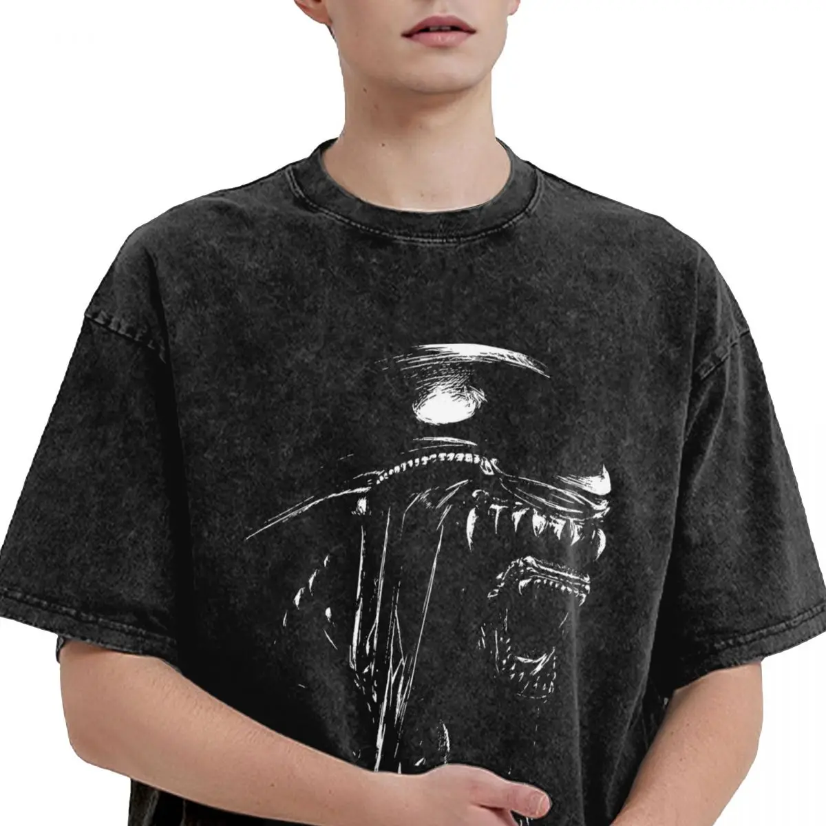 HOODHOOD ♥ BLACK ALIEN GRAPHIC OVERFIT T-SHIRT Alien graphic overfit half sleeve T-shirt - HOODHOOD | 60