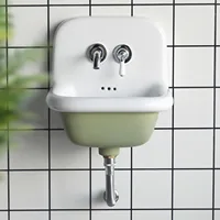 ชุดอ่างล้างหน้าติดผนัง ประกอบด้วยอ่างล้างหน้า ก๊อกน้ำ และท่อระบายน้ำ สีสันสดใสสำหรับห้องน้ำ ชุดอ่างล้างหน้าหลากสี 2