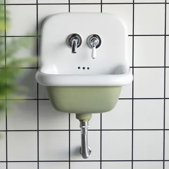 ชุดอ่างล้างหน้าติดผนัง ประกอบด้วยอ่างล้างหน้า ก๊อกน้ำ และท่อระบายน้ำ สีสันสดใสสำหรับห้องน้ำ ชุดอ่างล้างหน้าหลากสี 2