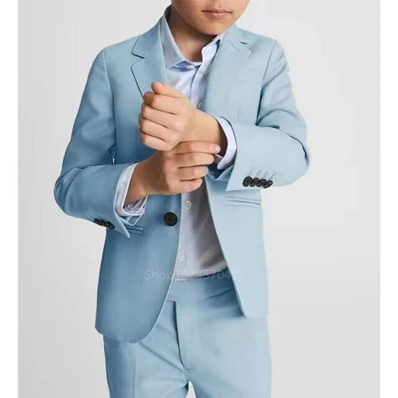 New Popular Boys Suit For School Activities Formal Classic Kids 2 Pieces Notch Lapel Blazer Pants Wedding Ring Bearer Set