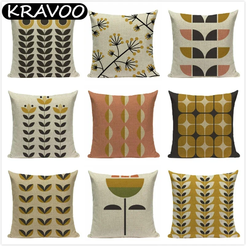 

Illustration Cushion Cover Striped Lattice Pillow Cases Linen Car Decorative Pillowcase Large Floor Sofa Home Throw Pillowcase