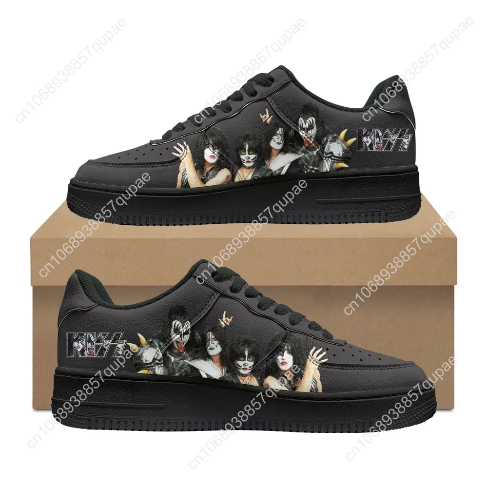 

Kiss Heavy Metal Rock Band Music Shoes AF Basketball Me Mens Womens Running Sports Flats Force Sneakers Mesh Custom Made Shoe