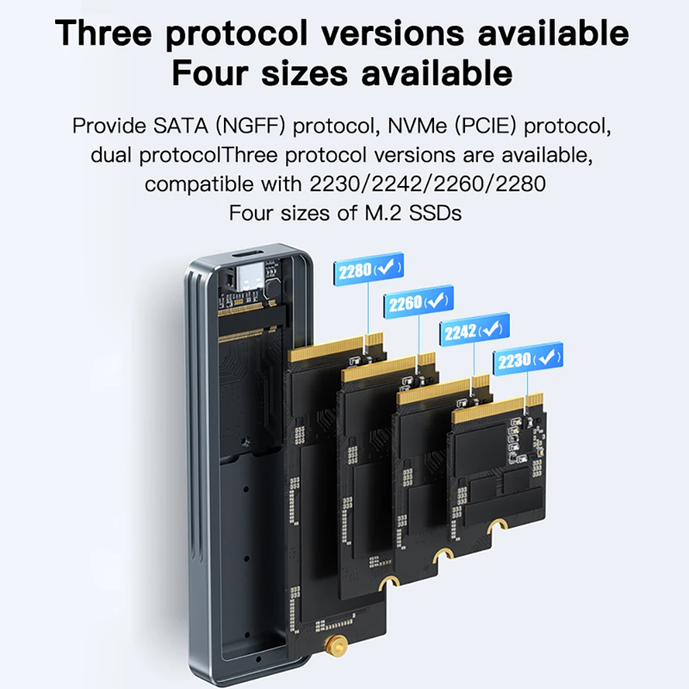 Meetiger M2 SSD 케이스 M.2 NVMe SATA SSD 인클로저 어댑터 10Gbps USB 3.2 Gen2 USB C 외부 인클로저는 M 및 B&M 키를 지원합니다.
