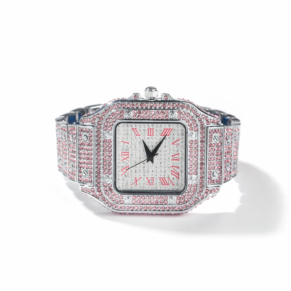 UWIN Men's Quartz Watch Big Dial Full Iced Out Minimalist Diamond   Rhinestone Waterproof Wrist Watch Luxury Fashion Watch