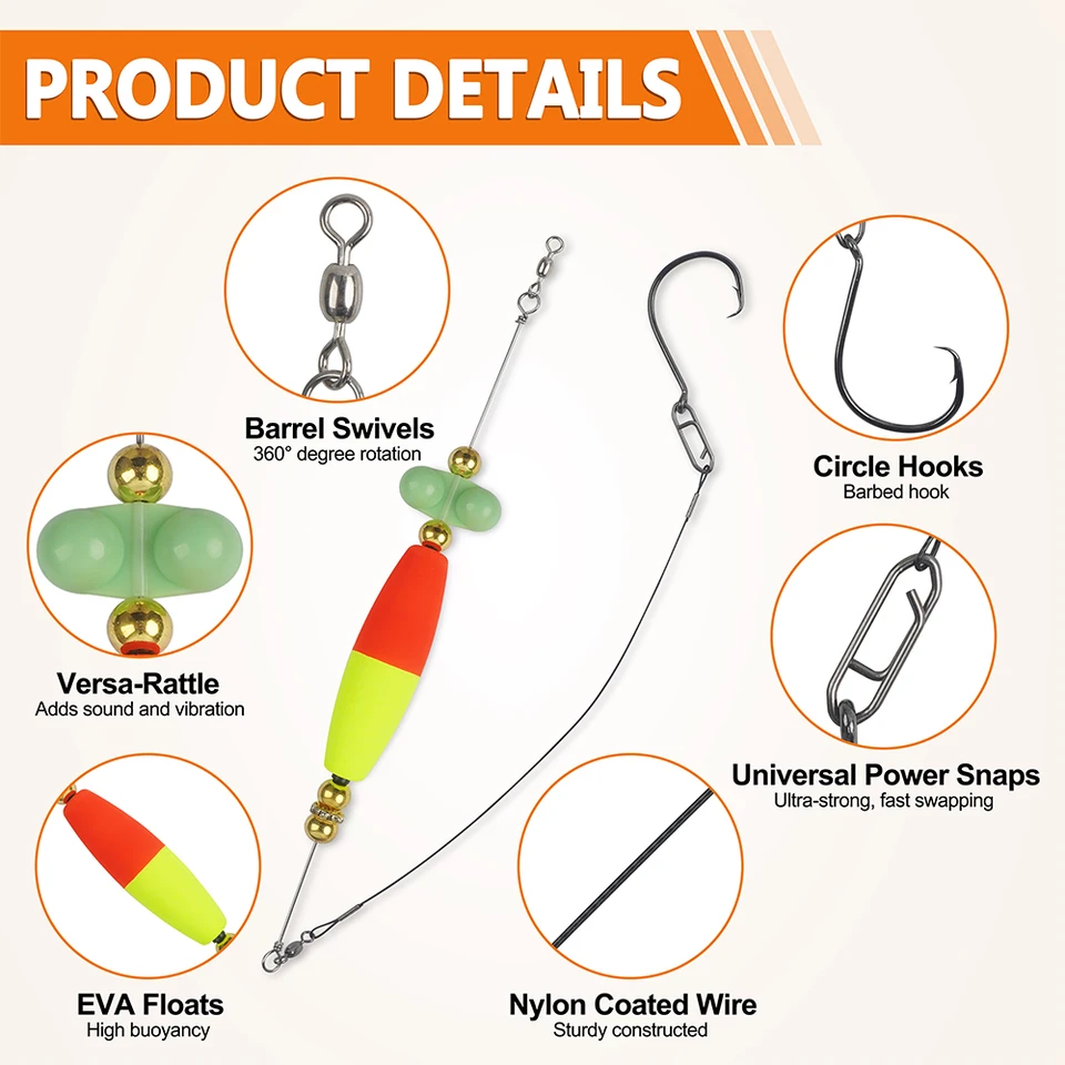 1Pcs Catfish Float Rigs Tackle Kit Peg Floats Bait Rigs with