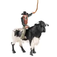 Cowboy Riding Bull Figurine Simulated Wild Spanish Bullfighter Cattle Model Rodeoes Collection Playset Preschool Science 1