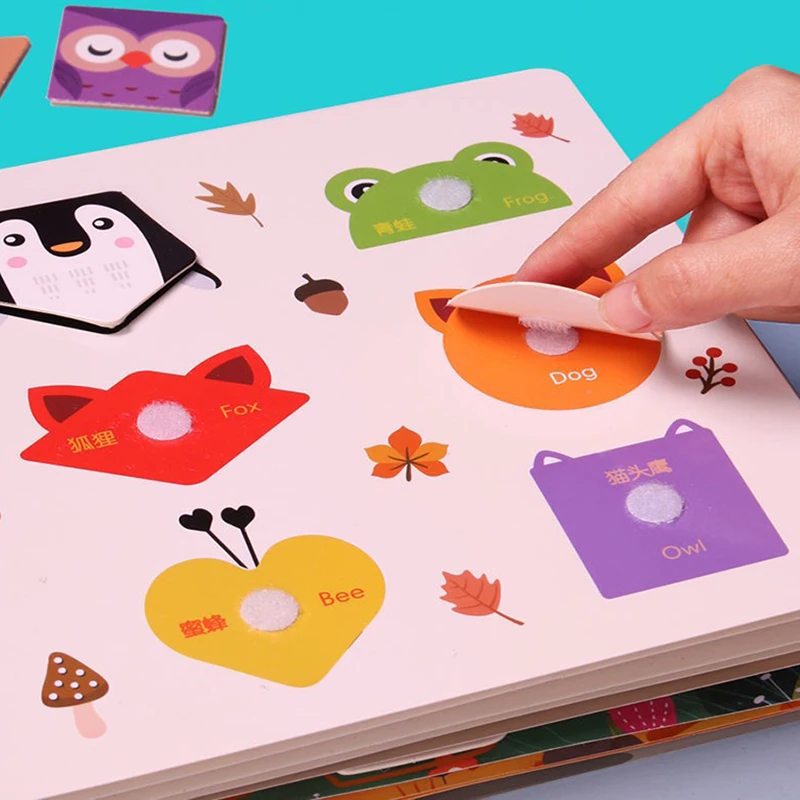 Quiet Book Montessori vanaf 1 jaar, stil boek, 3D-dino-vilten boerderij