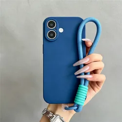 Solid Color Matte Silicone Phone Case with Rope Lanyard Strap - Enhanced Protection and Style for INFINIX Note 30Pro (3)