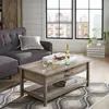Modern Farmhouse Lift Top Coffee Table, lift-top surface, hidden storage, an open shelf for display, Rustic Gray/Rustic White 3