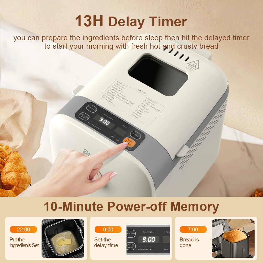 CB ETL 1.5Lb 750g Smart Automatic Home Bread Maker Machine 20 1 Multifunctional Plastic Electric for Households for rs