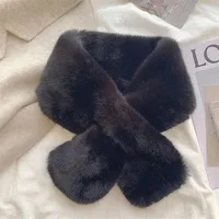 Korean Winter Faux Rabbit Fur Scarf Women Girls Scarf Soft Plush Scarves Solid Color Neck Collar Warmer Stuff Christma Gift 3