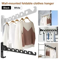 2Pcs Clothes Drying Rack Wall Mounted 180°Foldable Multi-Purpose Clothes Rack Hook Aluminum Alloy Closet Organizer Shelf NEW 1
