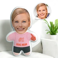 Customizable pillows and cushions Best Dog Mum Minime Teddy Pillow Custom Face Personalized Photo Minime Doll 1