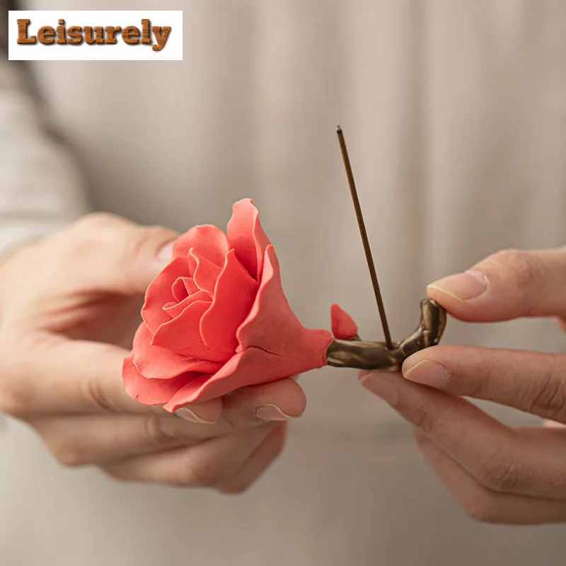 Rose Incense Holder Diffuser Incense Burners Aromatherapy Scented Aromatic Candles Censer Tea Services Accessories Ornaments