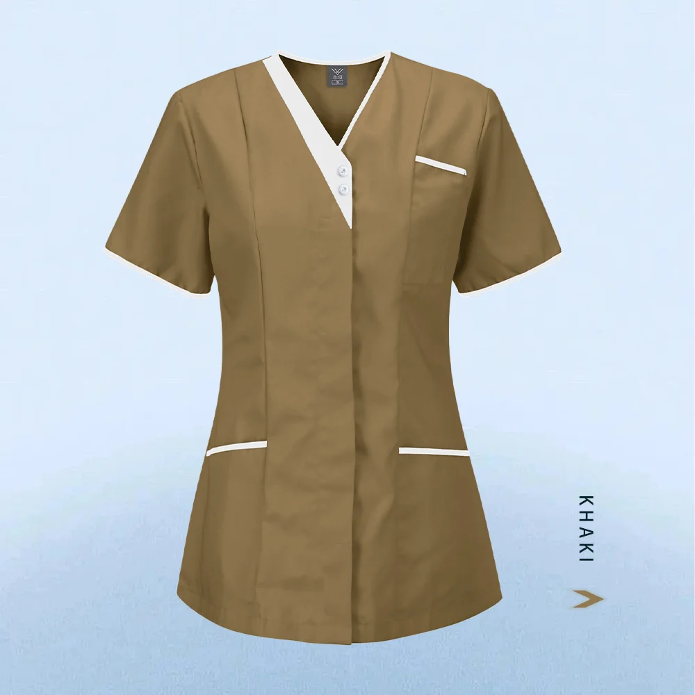 Medical Scrubs High Quality Solid Color Nursing Scrubs Tops Women Uniforms Pet Clinic Nurse Blouse Medical Doctor Work Clothing
