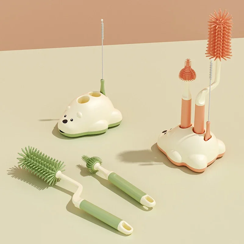 Cleaning Brush Bottle Cleaning Brush Bottle Brush Cleaning Brush Set Newborn Bottle Brush Silicone Brush Baby Bottle Pacifier Cleaning Nipple Dropper Brushes Set Base