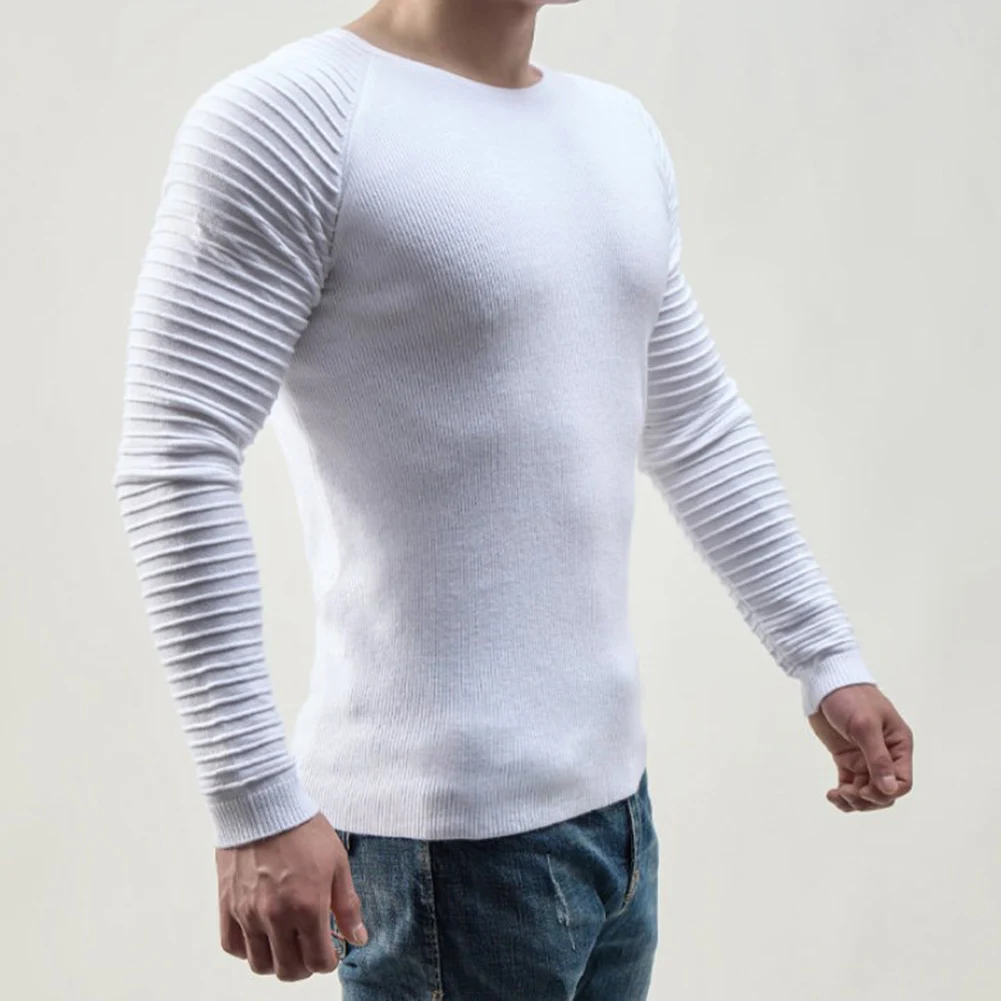 

Crew Neck Sweater for Men Knitwear Fitness Shirts Solid Color Long Sleeve Sizes M 3XL Multiple Colors Available