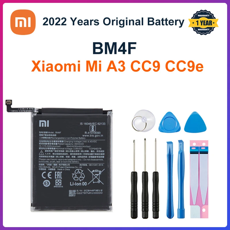 

Xiao mi 100% Orginal BM4F 4030mAh Battery For Xiaomi Mi A3 CC9 CC9e Mi 9 Lite High Quality Phone Replacement Batteries +Tools