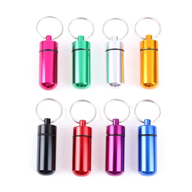 Waterproof Pill Bottle Aluminum, 8pcs Outdoor Capsule Keychain