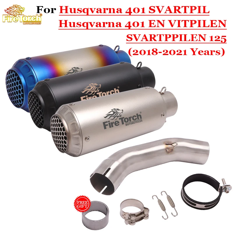 

For Husqvarna 401 SVARTPILEN 401 VITPILEN 125 250 2018 - 2021 Motorcycle Exhaust Escape Modifide With Middle Link Pipe Muffler