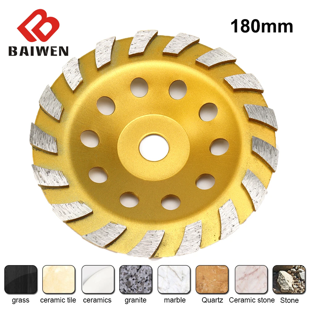 180mm Diamond Segment Grinding Wheel Grinder Cup Concrete Stone Cut Grinding Disc 6inch 150mm double row diamond grinding wheel disc bowl shape grinding cup discs concrete granite stone ceramics tools mx36