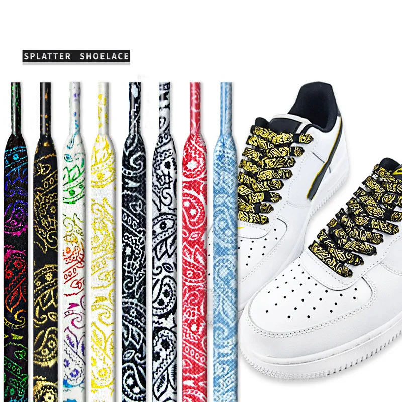 Cashew Flower Hand-Painted Gilded Flat Shoelaces