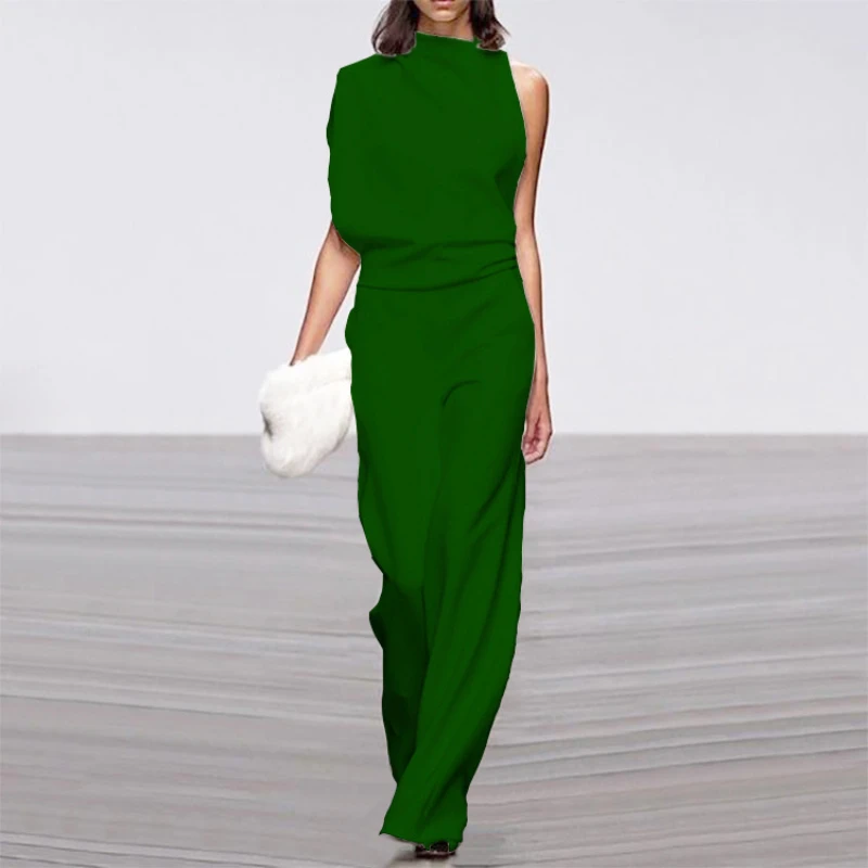 Elegant Woman Female Jumpsuit 2023 Overalls for Women Women's Summer Solid Color Sleeveless Wide Leg Jumpsuits Loose Work Wear