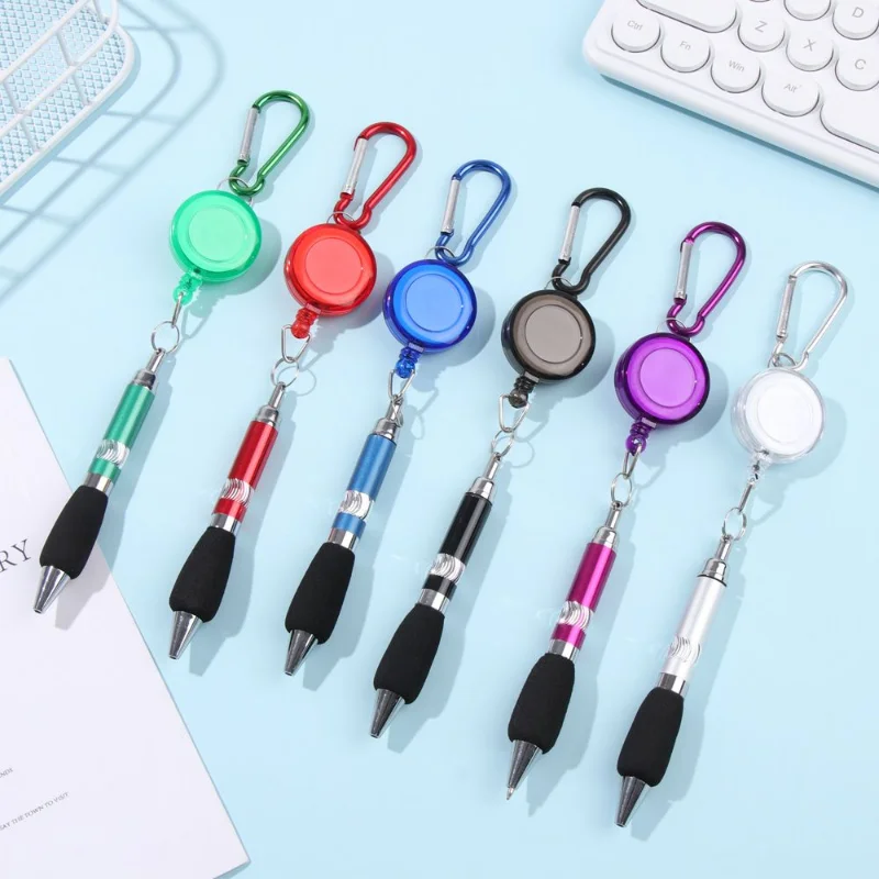 

Metal Retractable Ring Lanyard Stationery Pull Rope Ballpoint Pen Neutral Pen Easy Pull Buckle Pen Writing Tools