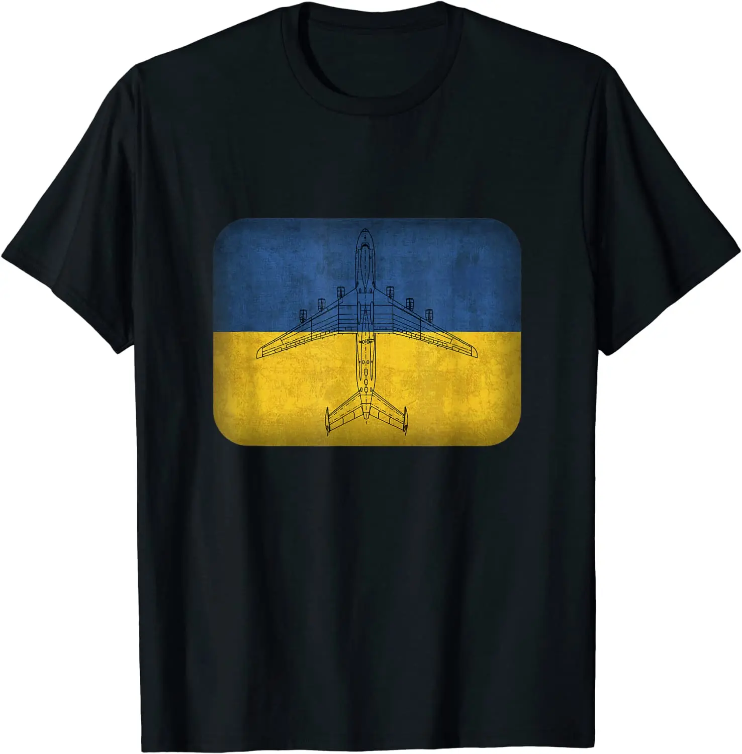 

Antonov AN-225 Cargo Jet Plane on The Ukraine Flag Men T-Shirt Short Sleeve Casual 100% Cotton O-Neck Summer Shirt