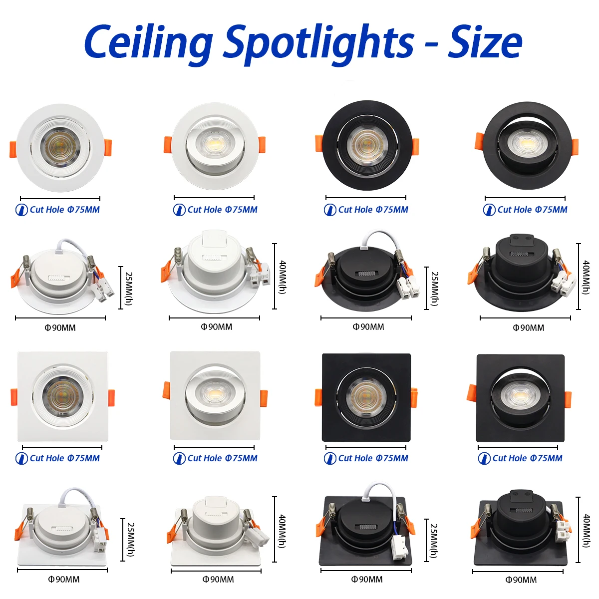 5pcs Led Surface Mounted CCT Spotlights Downlight 6W 10W 14W 20W 3000/4000/6500K Anti-glare Ceiling Lamp Foldable for BedRoom 3