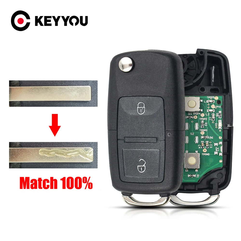KEYYOU พร้อมบริการตัด 2 ปุ่ม รีโมทคีย์ 1J 0959753 AG สําหรับที่นั่ง Arosa Cordoba Ibiza Leon Toledo Vario 2002 - 2009 ID48 ชิป