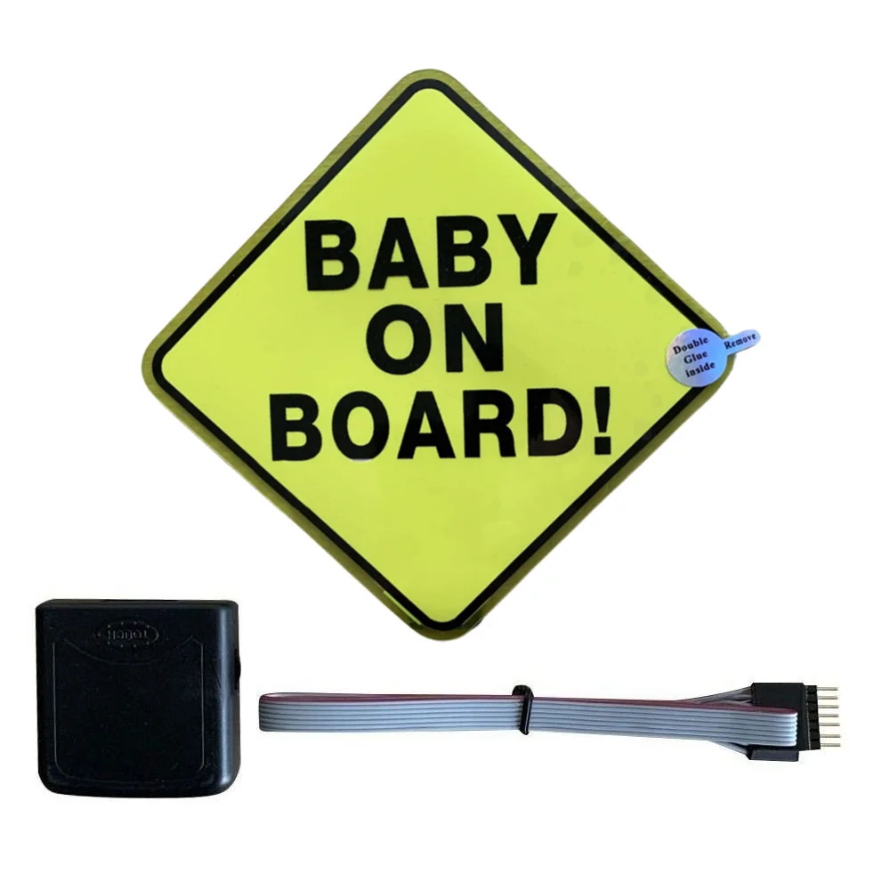 

Желтый малыш на борту автомобиля окно светящаяся панель электрическая маркерная лампа наклейка светодиодный светильник наклейка мигающий Универсальный