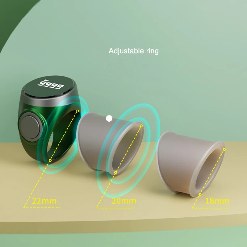 1PCS Smart Tasbih Tally Counter Digital Electronic Finger Ring Counter Muslims Tasbeeh Zikr Ring Prayer Time Vibration Reminder 6