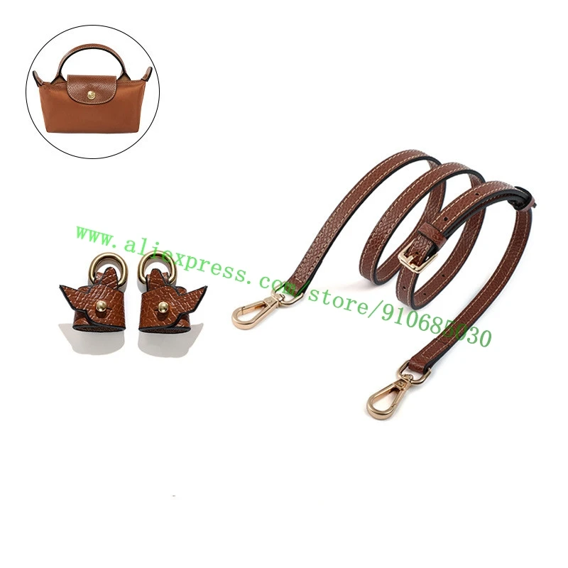 Silvery Hardware Adjustable Shoulder Strap For Longcharm Mini Handbag Le Pliage Bag Crossbody Carry Belt 2 Holders + 1-Strap