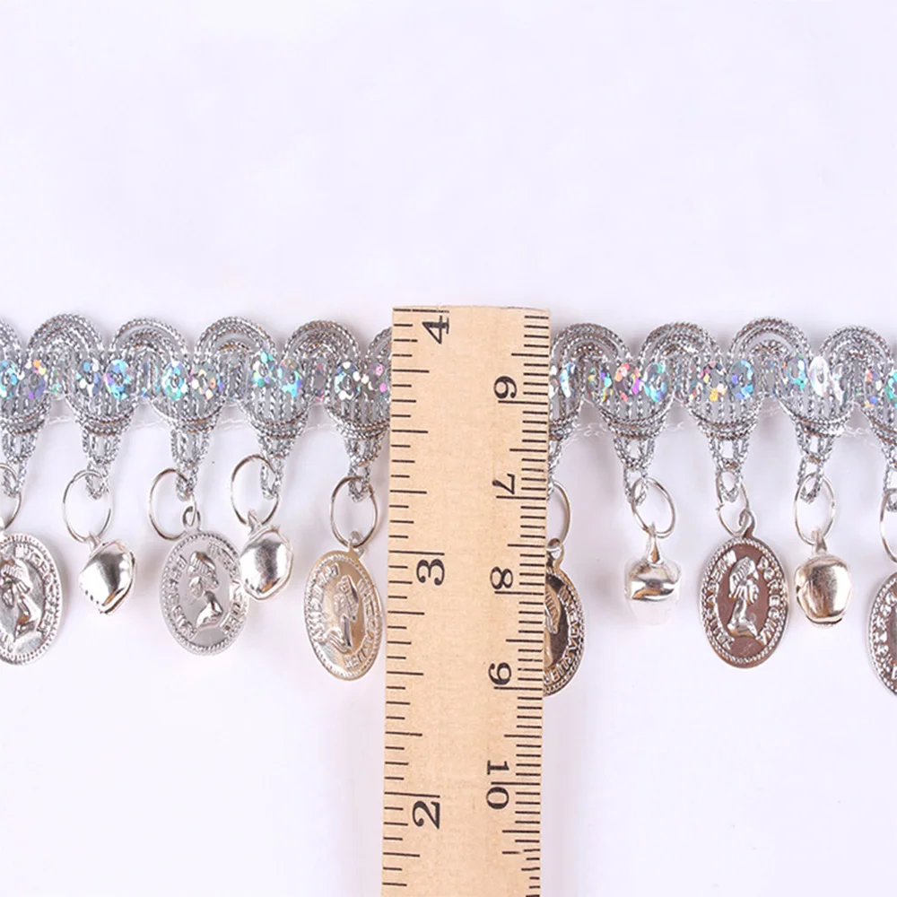 Lace Bell Pendant National Wind Gold Sequins Gold Coins Dress DIY 1yard lace garment accessories,lace sewing supplies,lace decoration,lace accessories,lace sewing accessories,clothing accessories,clothing craft accessories