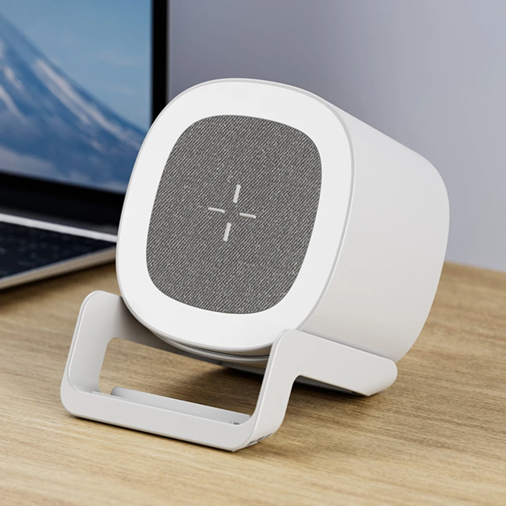 4 In 1 Phone Holder With Speaker Wireless Charger Night Light Multifunctional Stereo Speaker For Desktop