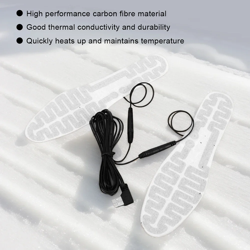 USB Heated Insoles Size 35-45 DIY Customizable Electric Heated Shoes Pad Heating Insole for Outdoor Skiing Winter Foot Warmers