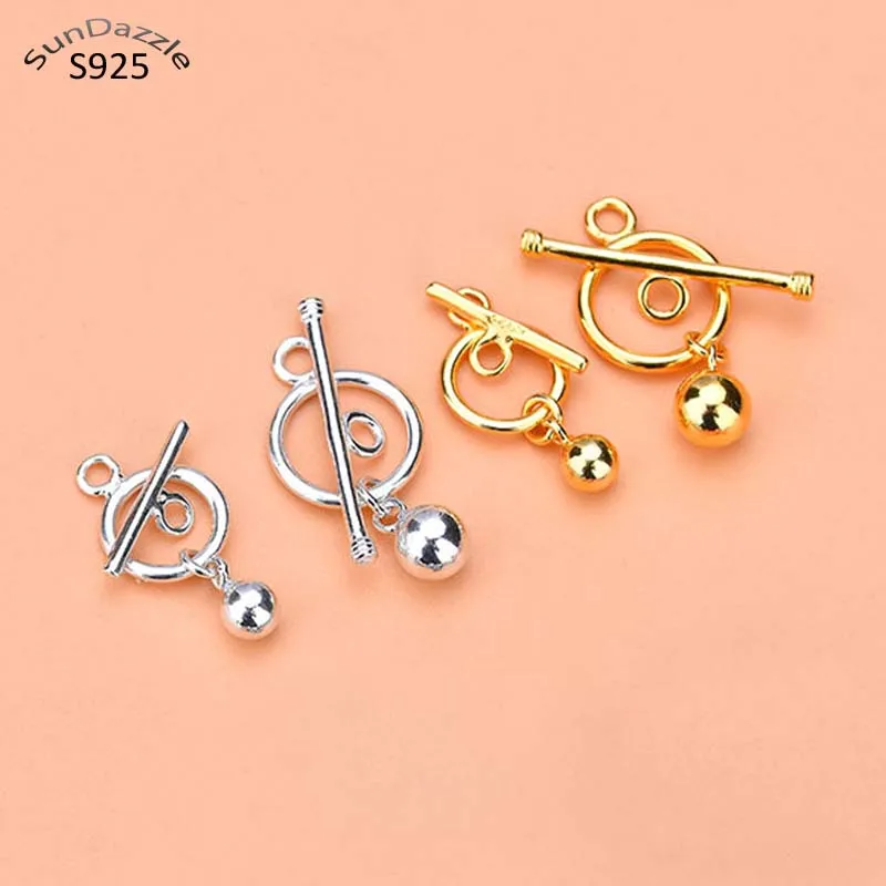 

Оригинальные настоящие однотонные бриллиантовые серебряные застежки с круглым шариковым соединителем, застежка из 18-каратного золота, фурнитура для изготовления ювелирных изделий своими руками