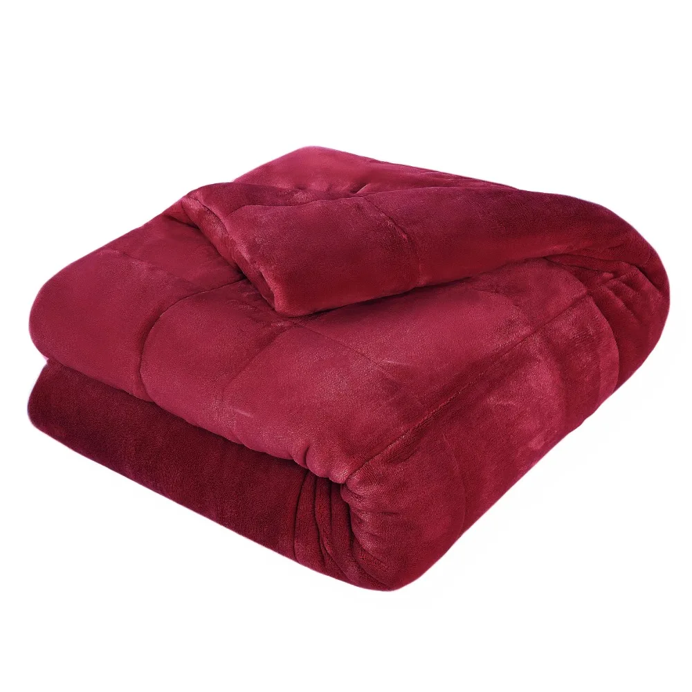 

Queen Plush Lux Warm Blankets - All Season Blankets - Lightweight Quilted Blanket Full - Ultra Soft Luxury Hotel Blanket - Red